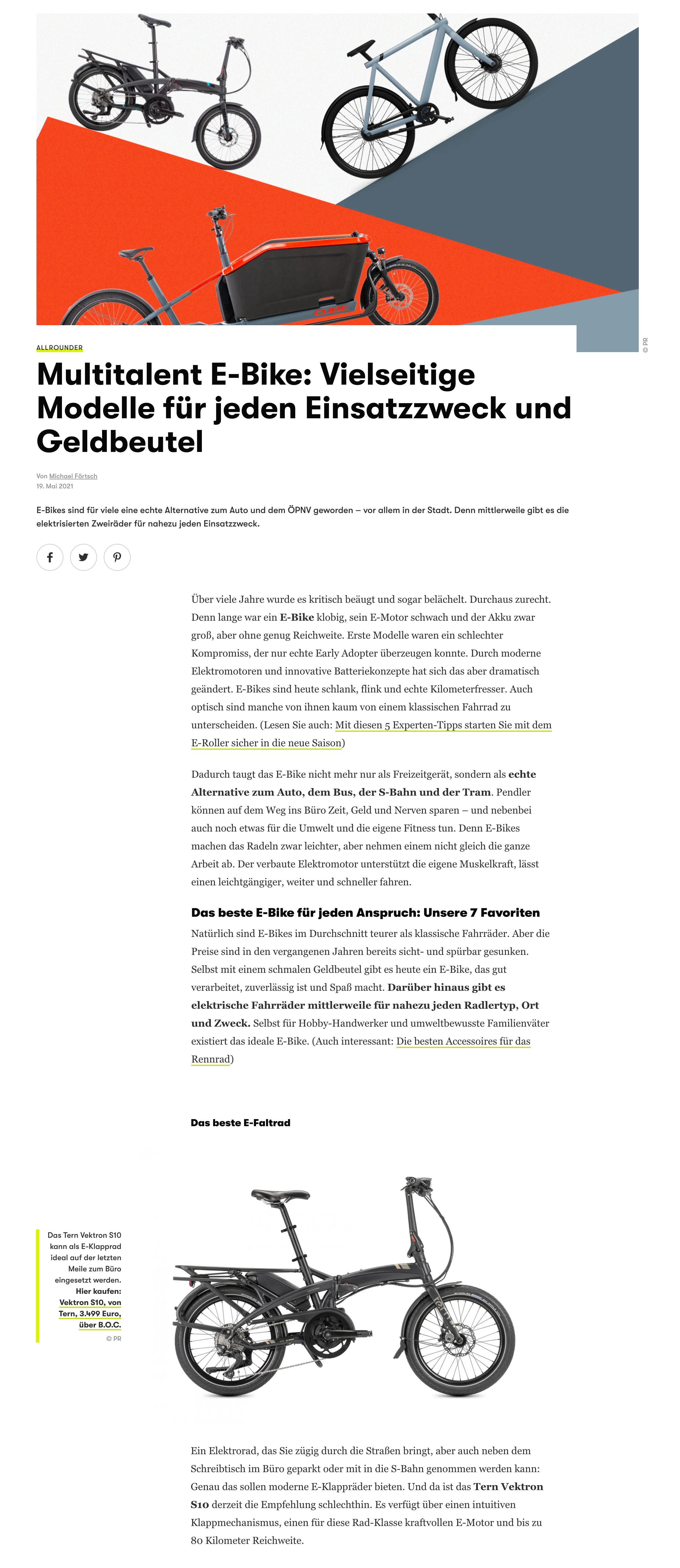 Multitalent E-Bike- Vielseitige Modelle für jeden Einsatzzweck und Geldbeutel - GQ