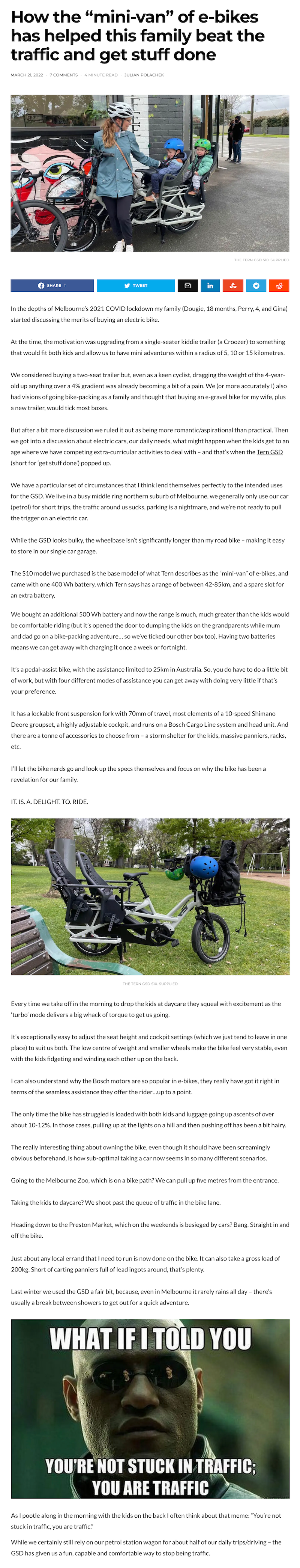 2022.03.21 - How the “mini-van” of e-bikes has helped this family beat the traffic and get stuff done - The Driven