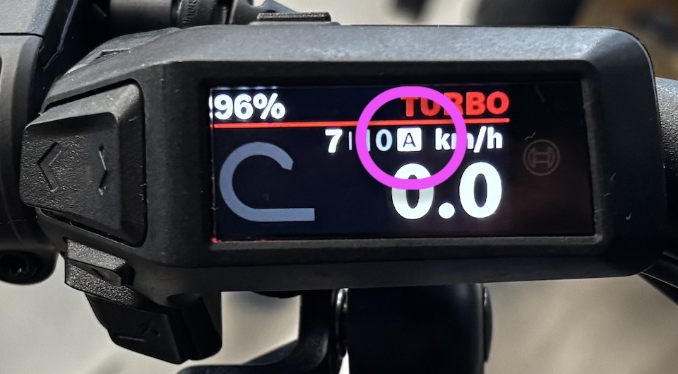 Choosing TRP Automatic mode on the Tern HSD P10e/P10e Sport
