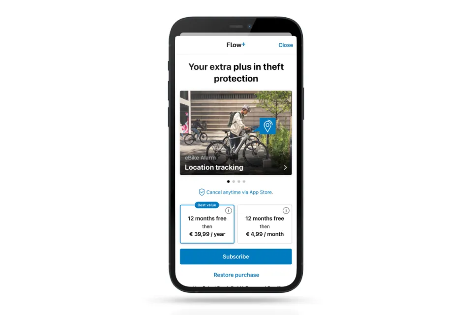 Bosch eBike Flow app subscription page