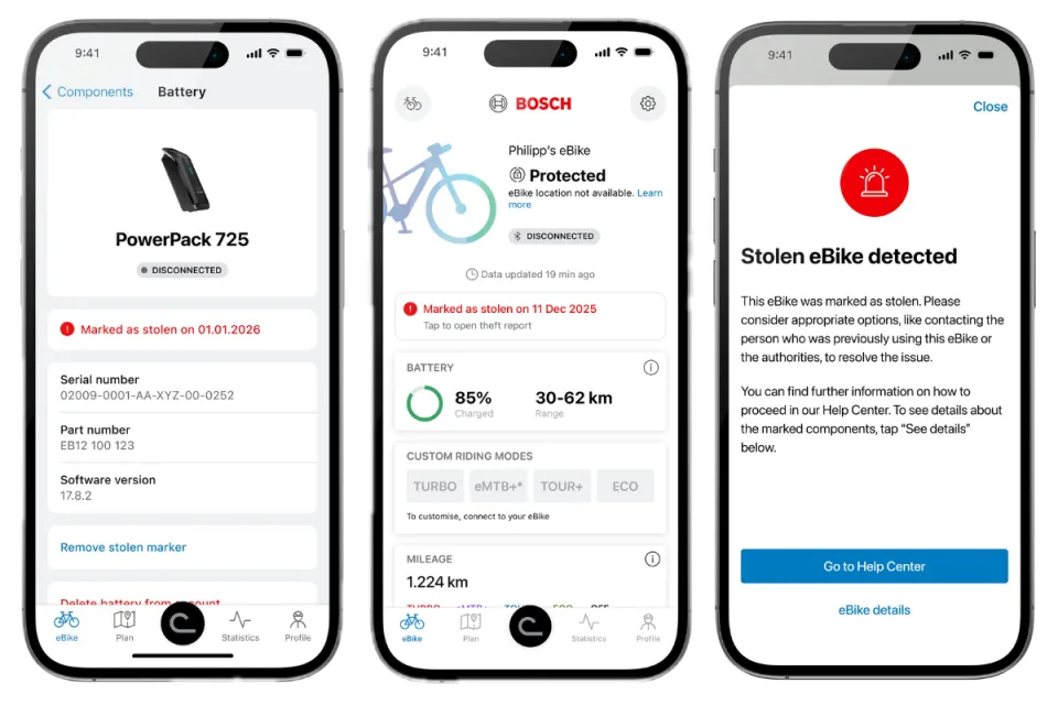 mark your bike as stolen on the bosch ebike flow app