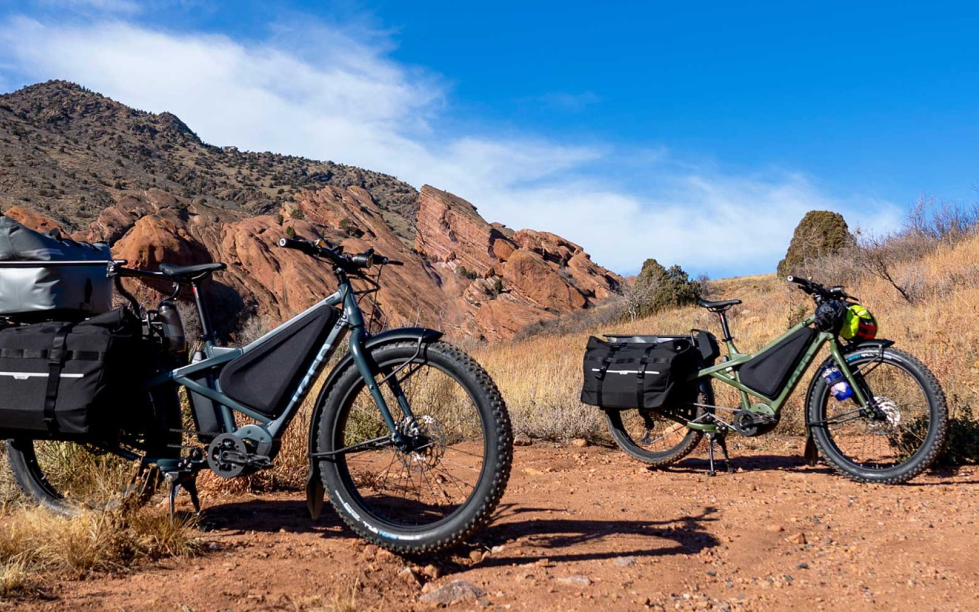Two bikes on desert land