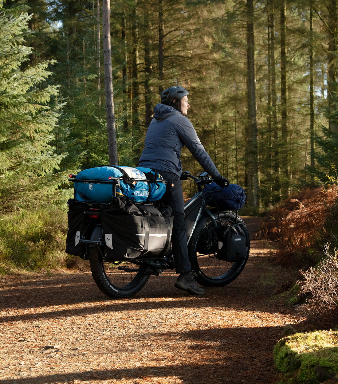 Ride in the woods with two water proff panniers